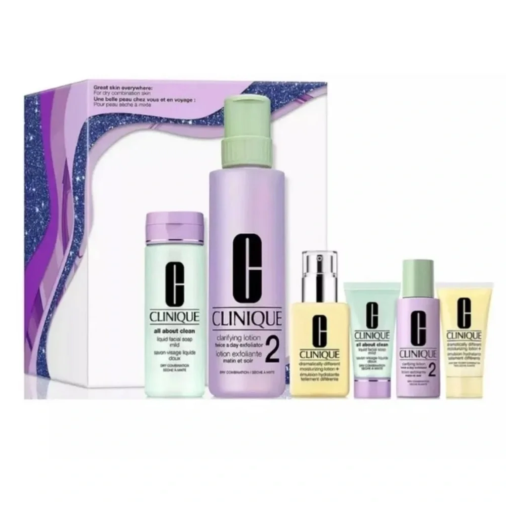 NWT CLINIQUE 2 Great Skin Everywhere For Dry Combination Skin 6 Piece Set - Picture 1 of 4